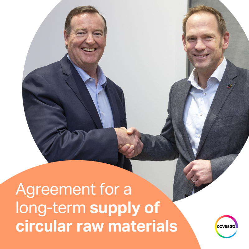 covestro's tweet photo. Our agreement with ENCINA, starting in 2027, marks yet another step towards becoming #FullyCircular. ♻ Together we're transforming post-consumer plastics into valuable raw materials for MDI, TDI, and polycarbonate – reducing waste and carbon footprint. ℹ https://t.co/QAPr67KSxo