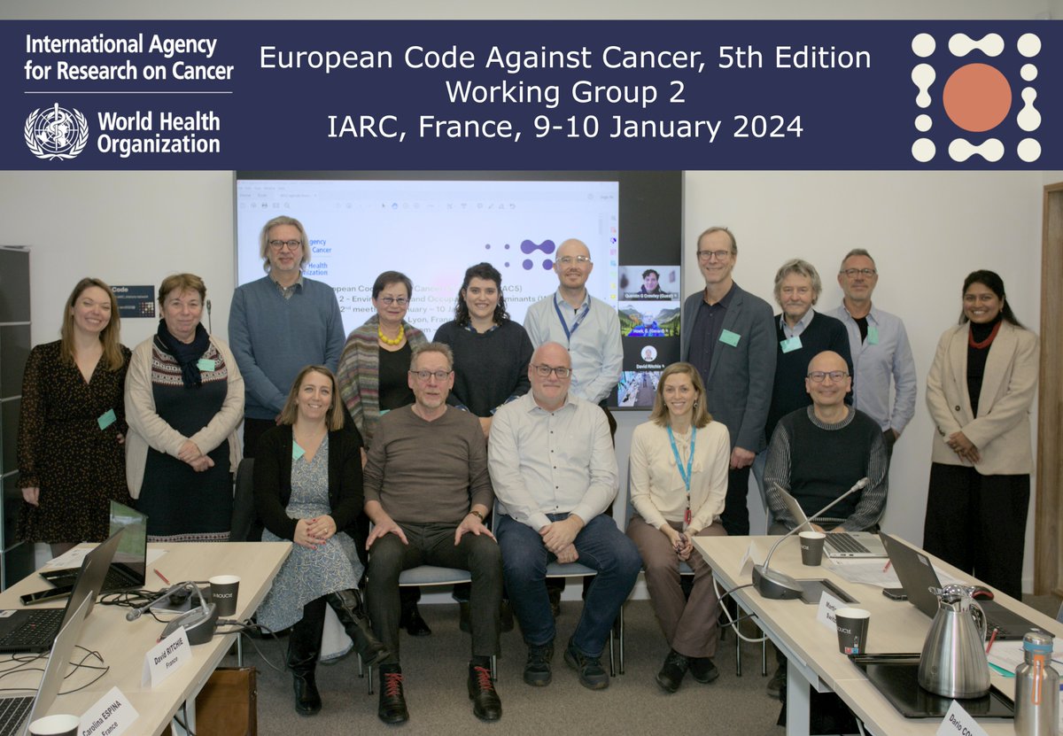 IARCWHO's tweet photo. IARC hosted more meetings of the Working Groups of the European Code Against Cancer throughout January. It’s invigorating to kick off the New Year welcoming experts &amp; partners for these discussions - thanks all for your important insights🙏!
#EuropeanCodeAgainstCancer #CancerCode https://t.co/Du0uT6EVNP