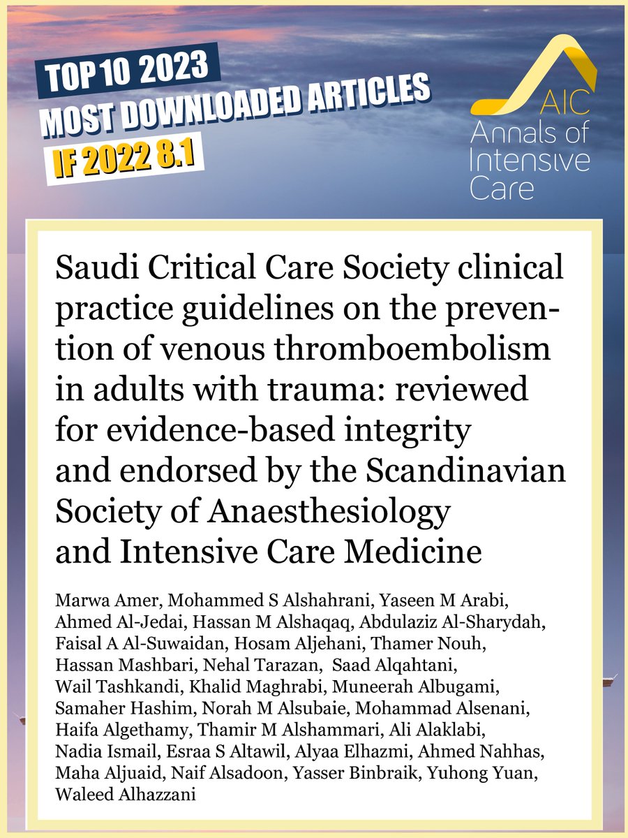 🌟 Top 10 2023 most downloaded articles ! @MarwaAmer 👥 🔗zurl.co/oef6 #SRLF #FICS #AIC IF 2022 : 8.1