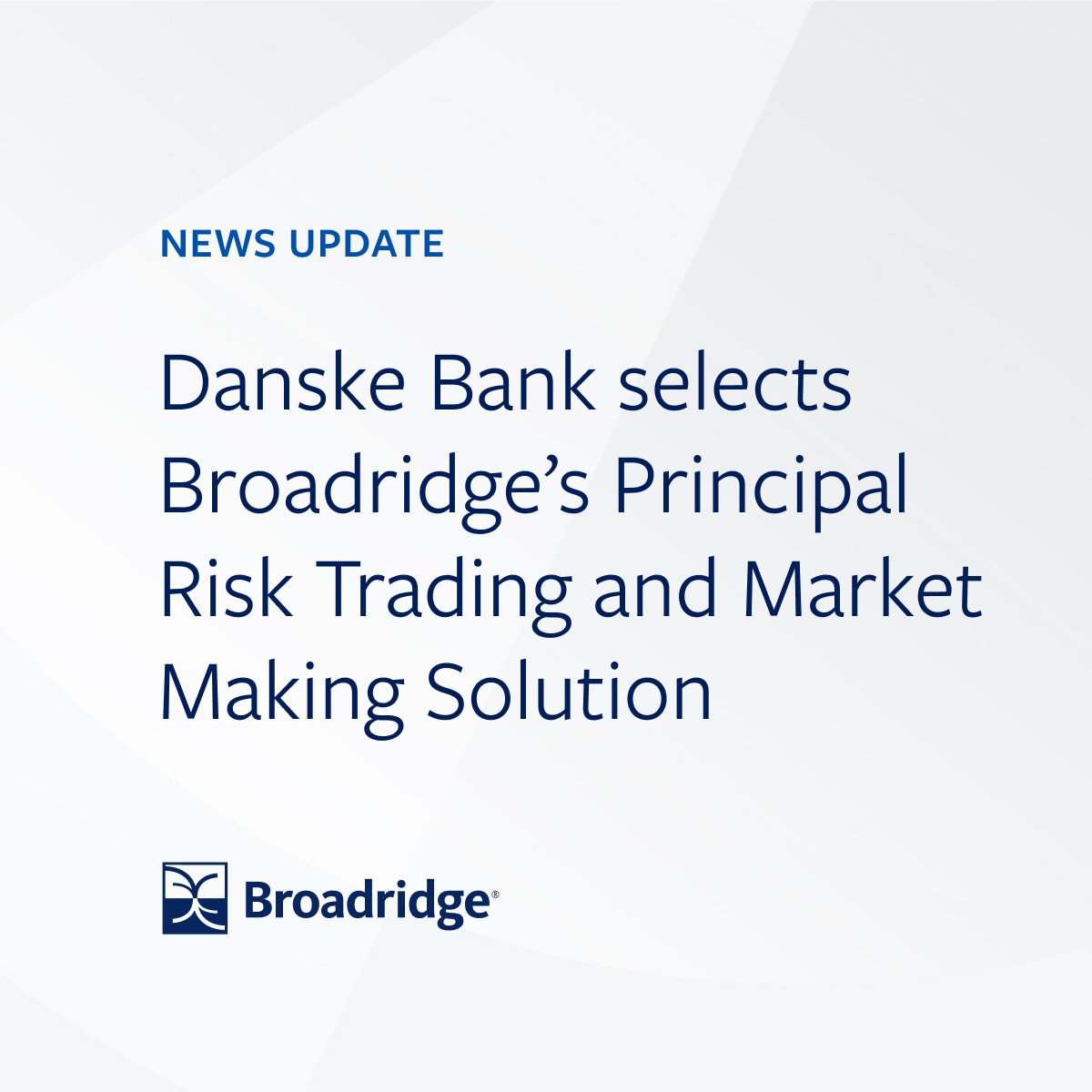 SpeedFintech's tweet photo. I am excited to share that Danske Bank has selected Broadridge's multi-asset trading and market making solution, Tbricks, to support multi-asset trading, pricing and position management across Danske Bank locations.  https://t.co/jK2RW340cx https://t.co/V1yqw38olH