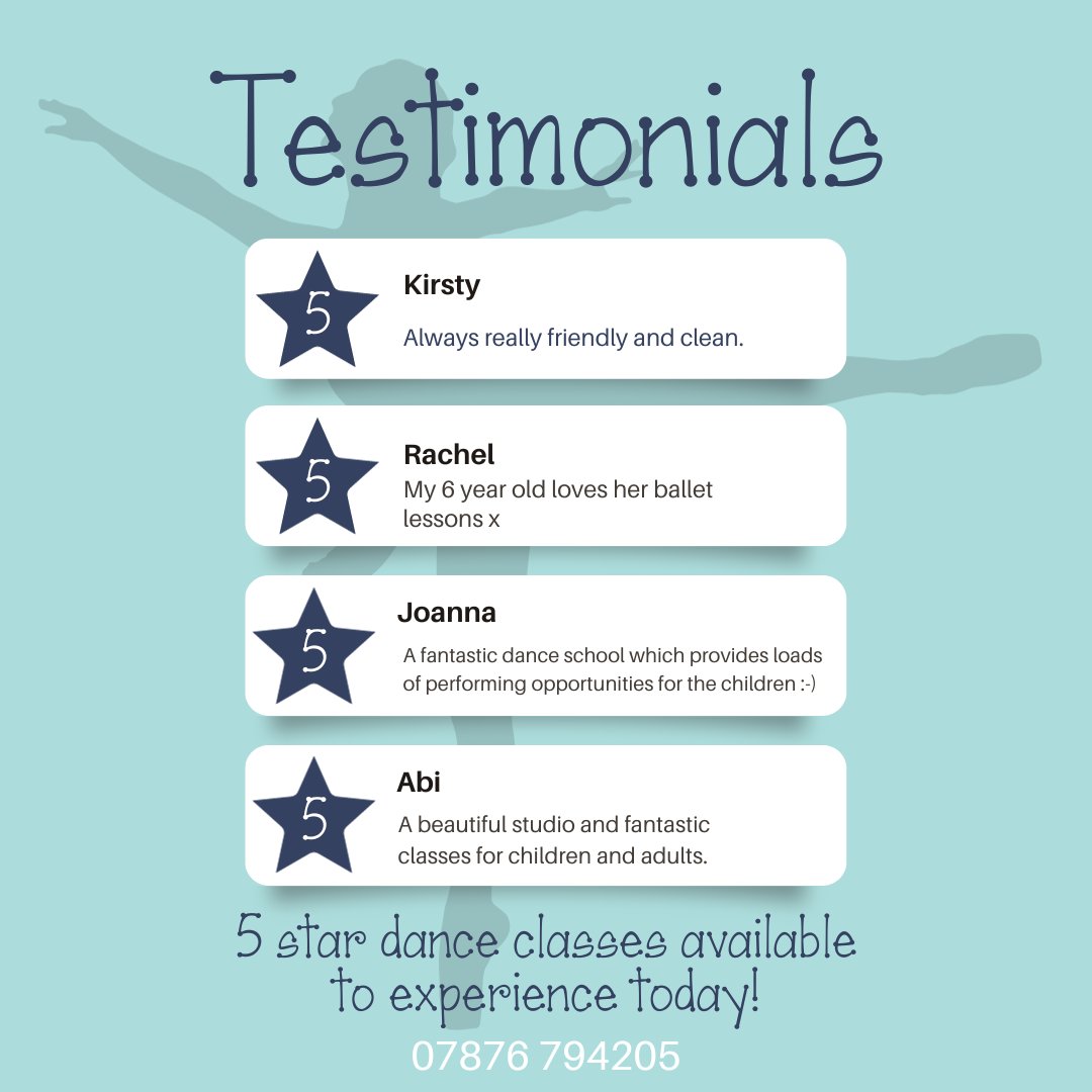 LSSchoolOfDance's tweet image. Here are some of the lovely words said about us! 🤩 🤍

From Ballet Be Fit to Festival dance, we&apos;re sure that we have a class for you!

For more info, please contact Miss Laura
📞07876 794205
-
-
#LauraSandhamSchoolOfDance #DanceClassesforKids #Morecambe #Testimonial