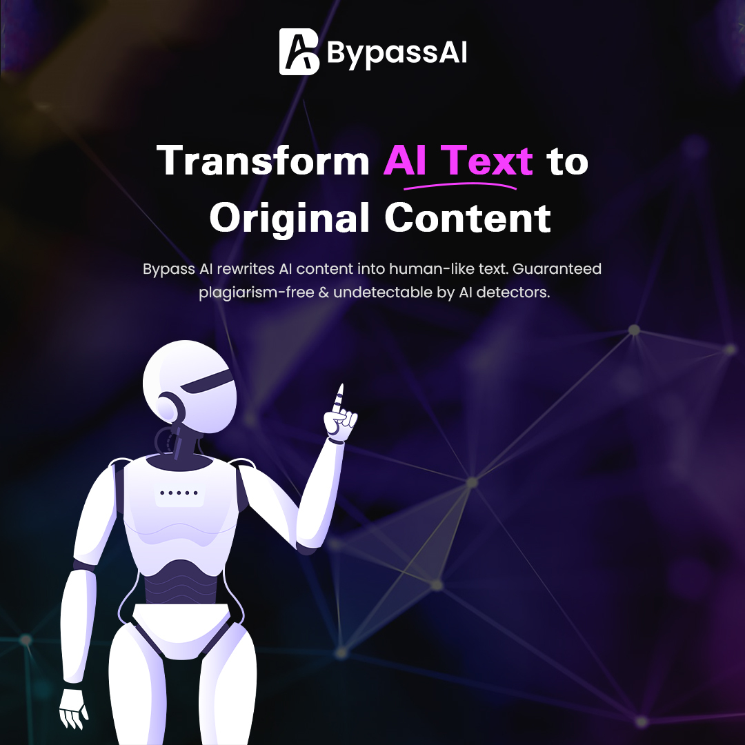 Bypass_AI's tweet photo. Introducing Bypass AI 📢 
.
Our AI tool transforms AI-generated content into human-like text, ensuring ✅ it's both plagiarism-free and undetectable by AI detectors. 💡
.
#AIContentTransformation #PlagiarismFreeWriting #HumanLikeText #AIUndetectable #ContentInnovation #bypassai https://t.co/hmjkGIlqYq