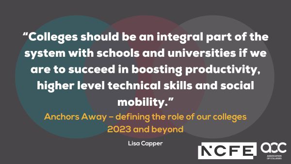 “Colleges should be an integral part of the system with schools and universities if we are to succeed in boosting productivity, higher level technical skills and social mobility.” – <a href="/capperco/">Lisa Capper MBE</a> for our recent #ThinkFurther blog in partnership with <a href="/NCFE/">NCFE</a>.
aoc.co.uk/news-campaigns…