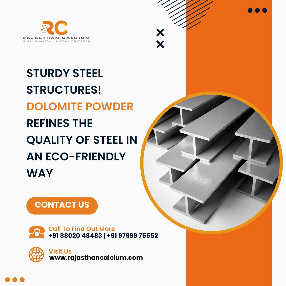 RajasthnCalcium's tweet photo. Reduce the energy consumption of your steelmaking as well as increase process efficiency using Dolomite powder. Get improved efficiency and consistency in your steel with Rajasthan Calcium.

#RajasthanCalcium #DolomitePowder #RobustSteel #EnvironmentalFriendly https://t.co/arsBS9cnT4