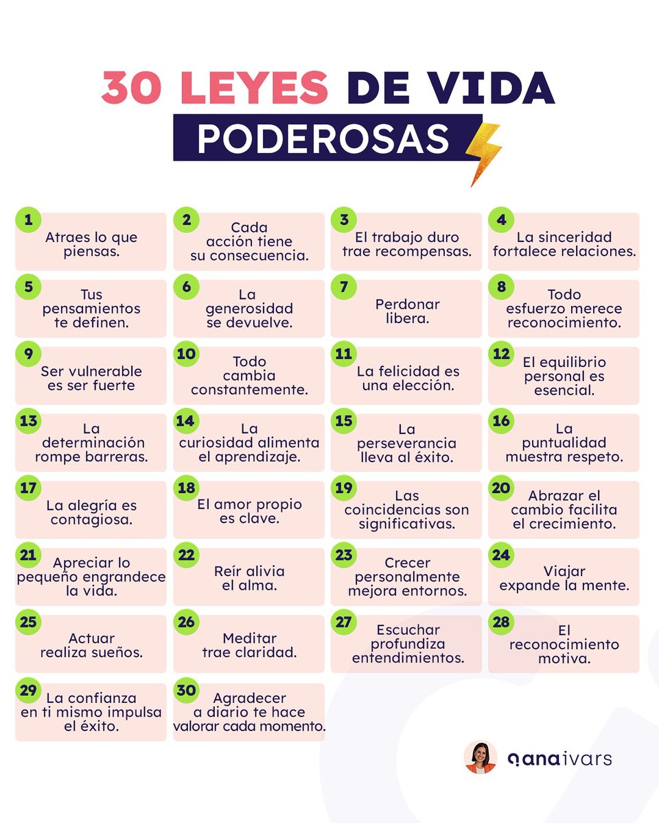 30 leyes simples pero poderosas ⚡️

Porque, además de ser buenos consejos son la esencia de una vida consciente y con propósito.