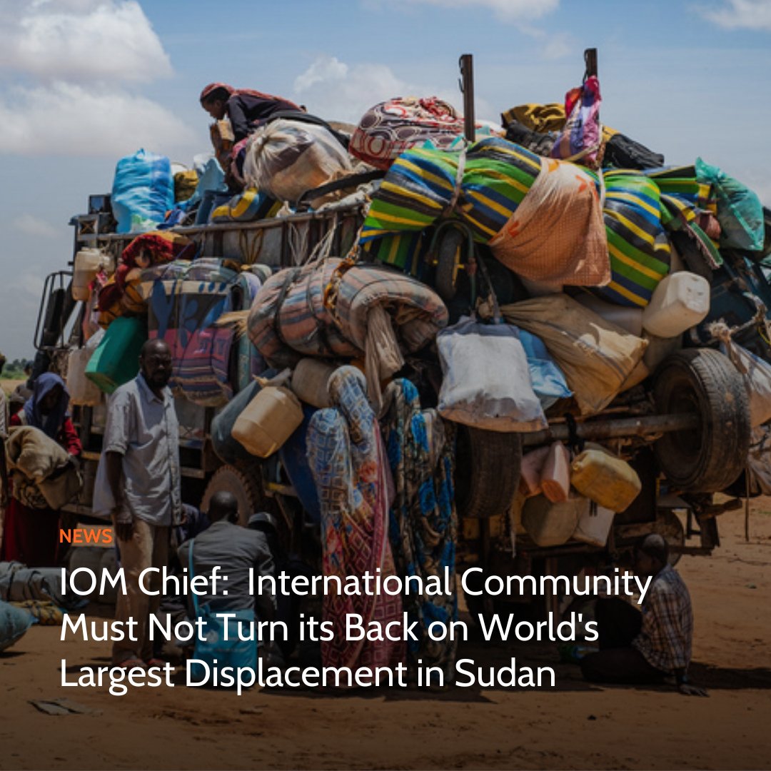 UNmigration's tweet photo. "We must not turn our back on the suffering of millions of people affected by such devastating conflict,” - @IOMChief

A continued humanitarian response is urgently needed to address the mounting needs of Sudan - the world’s largest displacement crisis.

📖https://t.co/EQpK8EVx71 https://t.co/08FsMuSAGh