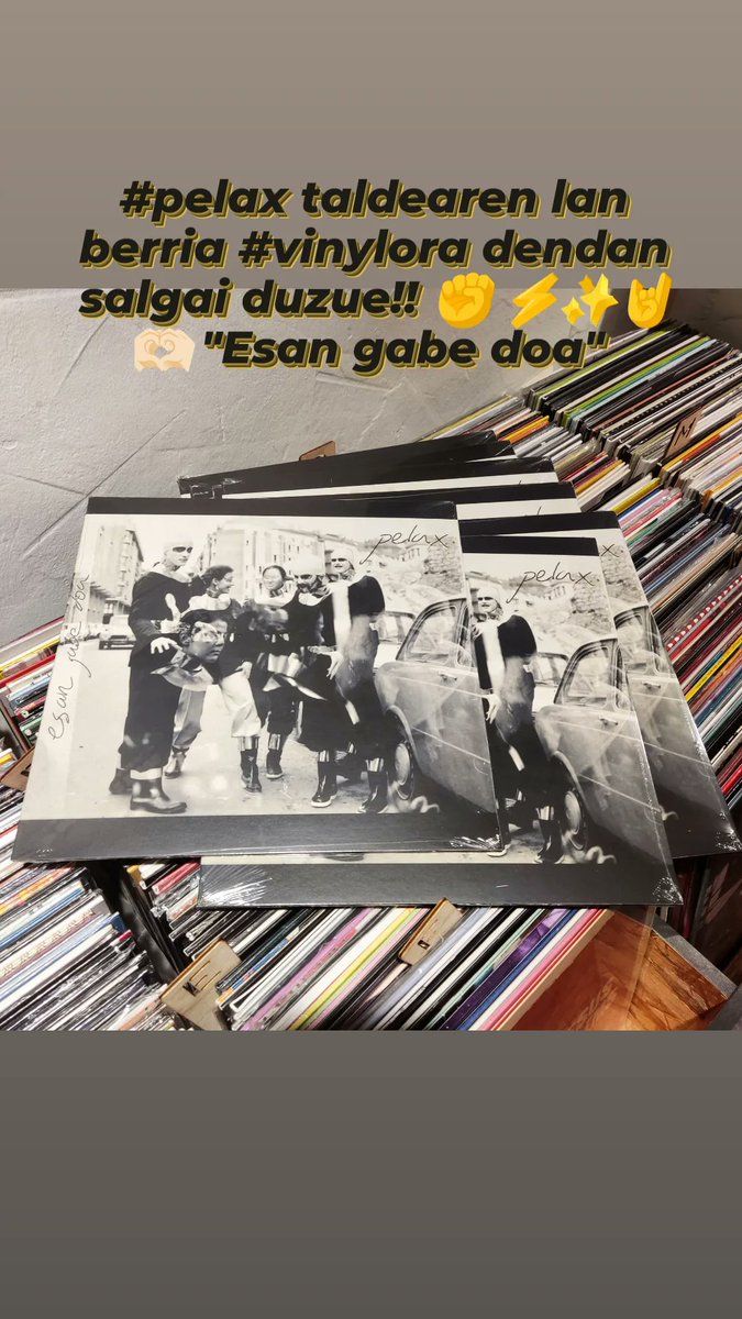 vinylora's tweet photo. #pelax taldearen lan berria #vinylora dendan salgai duzue!! ✊ ⚡✨🤘🫶🏻 "Esan gabe doa" 
@unaziopelax
#vinyloradenda #esangabedoa #vinylora #vinylstore #vinyljunkies #vitoriagasteiz #aldezaharra #lacorre
https://t.co/h0XqJvh1OP https://t.co/QbOI9DPSCm