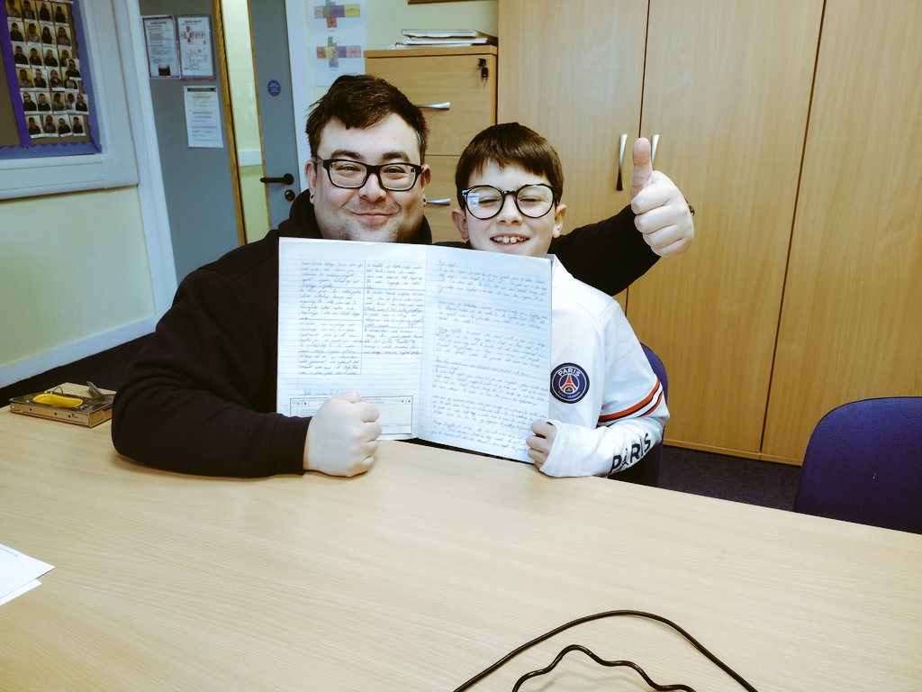 A lovely visit from this super young man to show me his creative writing about Glyndwr's rebellion! #Welshhistory