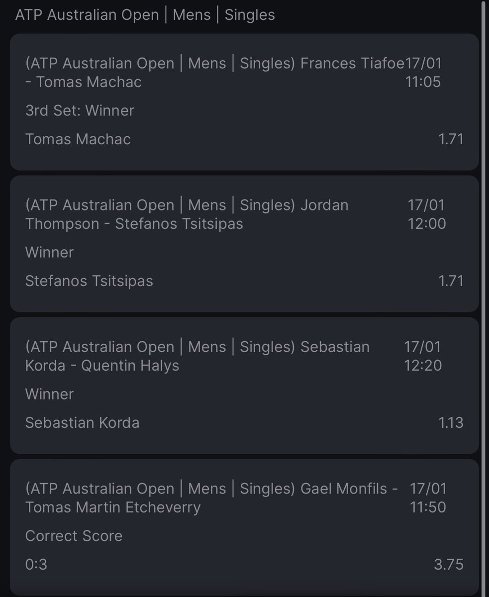 Hydraze420's tweet photo. GM fam 👋

Going to start sharing more of my sports bets &amp; picks on here 🎲 

It’s Aussie Open season so keep your eyes peeled for my tennis picks 👀 🎾 

Giving away $200 if my bet below wins today 💰 

To enter: Like, RT &amp; Follow @Hydraze420 ✅

#BettingTips #SportsPicks https://t.co/q4sbTk6Lqu