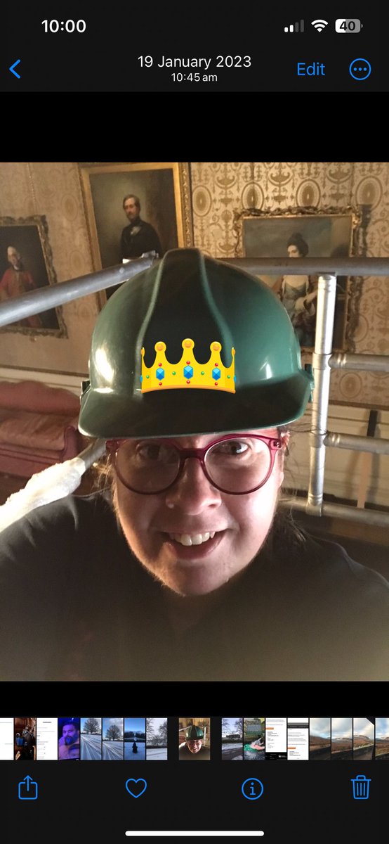 #MuseumSelfieDay Here I am up the scaffolding in the Drawing Room at @ChirkCastleNT having fun cleaning the ceiling this time last year @NTCymru_ @nationaltrust