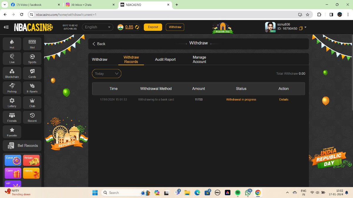 GemaraBa's tweet photo. @NBACASINOCOM I applied for withdrawal, it has not come yet, earlier the payment used to come very quickly, you are delaying it by 2 days. I will stop playing in this I need quick withdrawal https://t.co/5oO7CG9FgX