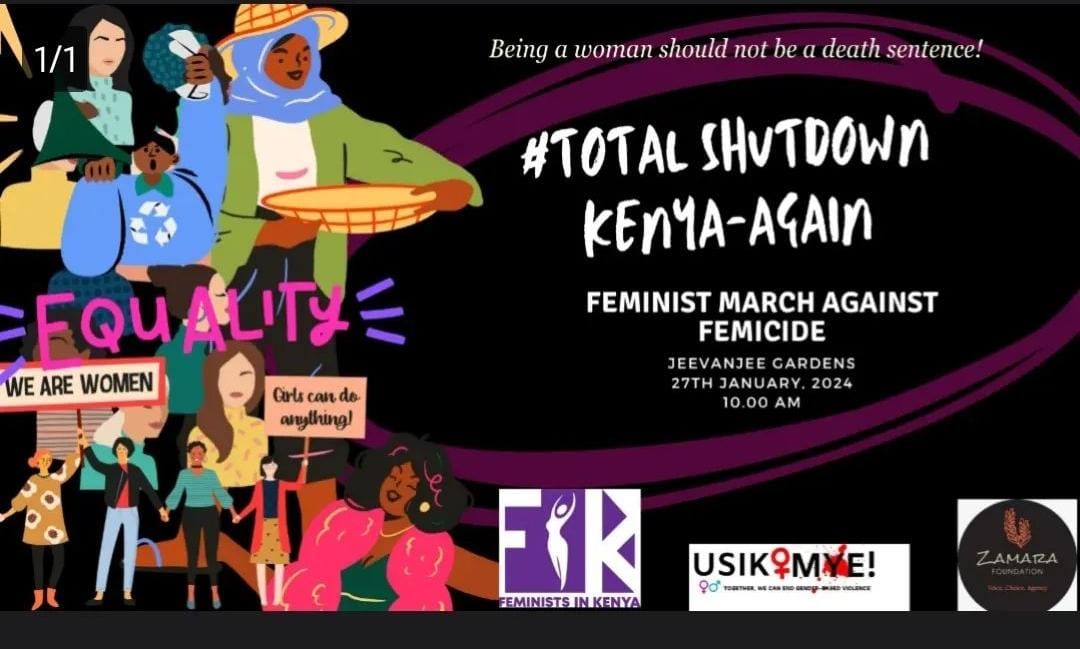 🚨 Urgent: In the face of alarming rates of FEMICIDE, we call for a TOTAL SHUTDOWN in Kenya. The safety of our women is non-negotiable. It's time for the government & society to take decisive action. Let's unite for change. #MyDearBody #TotalShutdownKE @Zamara_fdn