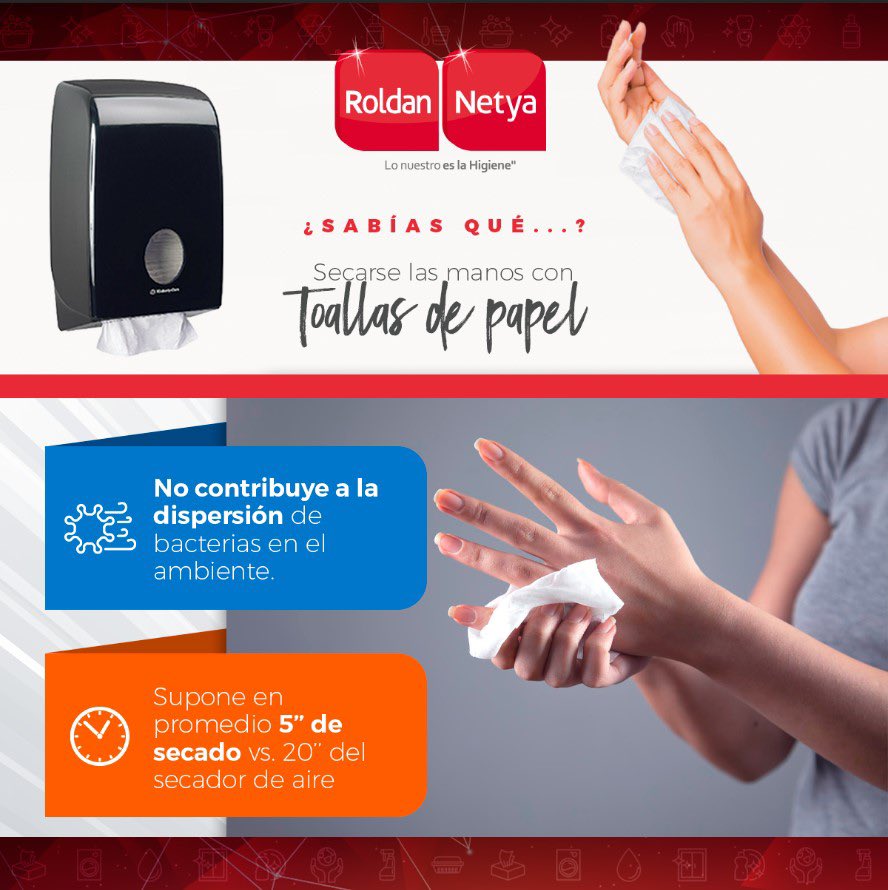 Roldan_Netya's tweet photo. ⚠️OLA DE CONTAGIOS⚠️

¿Sabías que un correcto #SecadoDeManos es igual de importante que el lavado?
Por eso te traemos los datos más interesantes que seguro no conocías de secarse las manos con toallas de papel.

#higiene #secado #RoldanNetya  #oladecontagios #virus #covid #gripe https://t.co/rKh9c74srK