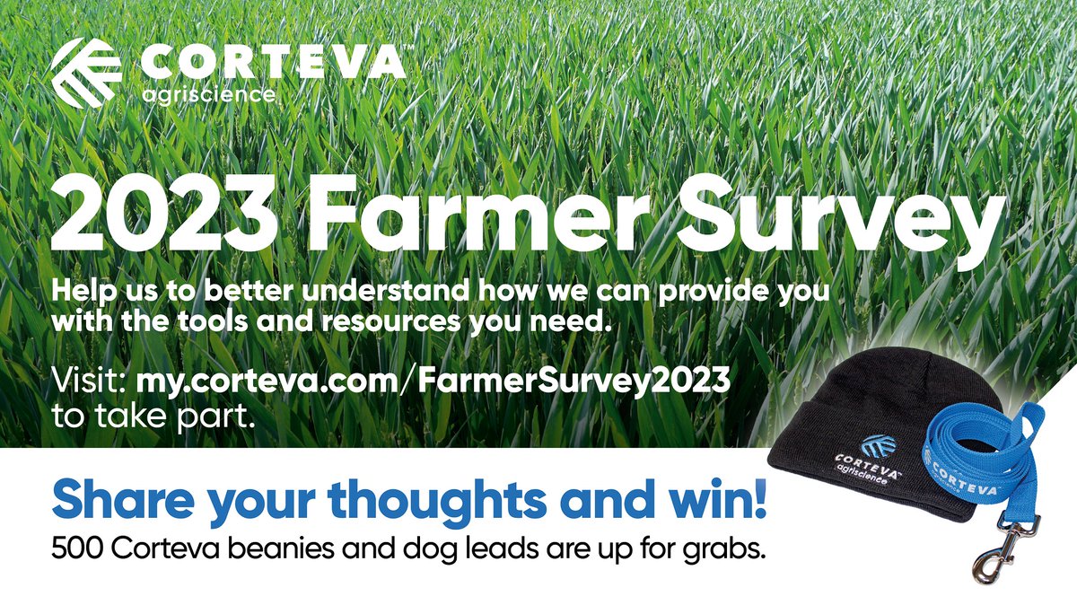 Calling all #Farmers!🚜 
We're running a #survey and would appreciate your feedback. Please share your thoughts by 19 January 👇
my.corteva.com/FarmerSurvey20…