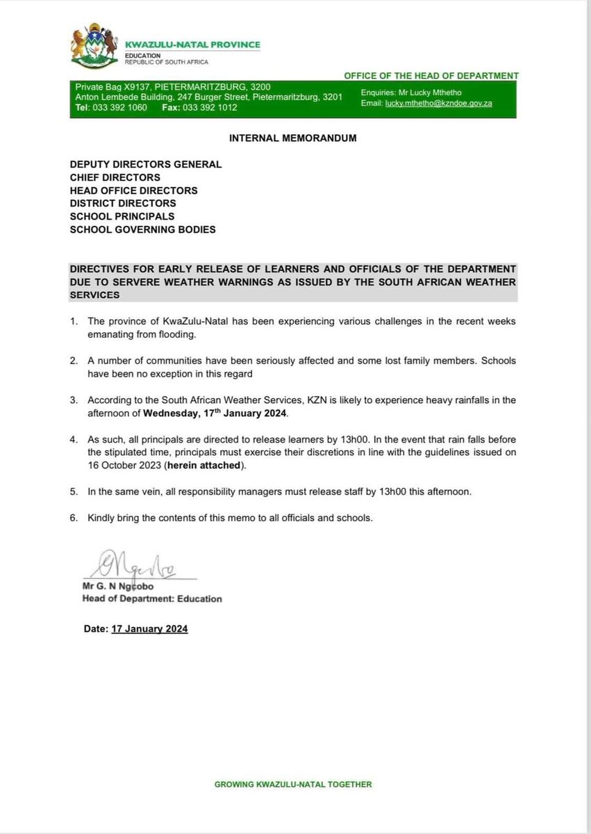 _ArriveAlive's tweet photo. Schools to close early in KZN due to weather warning  https://t.co/Gn4EMZE0rE

#ArriveAlive #Shcools #WeatherWarning @EMER_G_MED https://t.co/B5M9aYqNGt