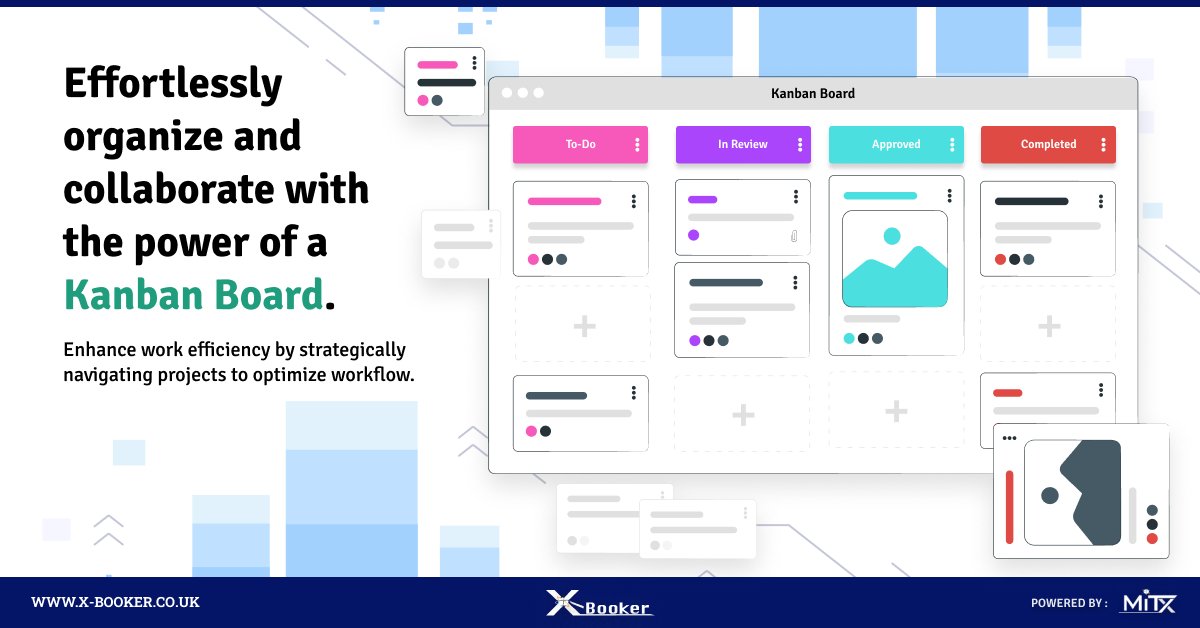 Effortless task management with Kanban Board features! ✅ Dive into a world of efficient organization and teamwork. 

Explore the game-changing features of our Kanban Board now here: x-booker.co.uk/features/ 
#KanbanBoard #TaskManagement #XBooker