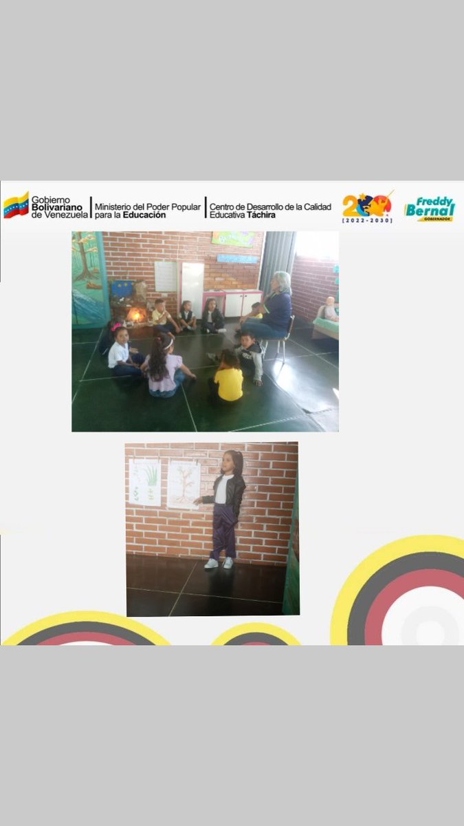 16/01/2024. CEIN. Virgen del Carmen. Actividad: Pedagógica. Durante la Ronda los niños y niñas Escuchan el Cuento de la Semillita dormilona.                                            🪴 La Estudiante expone sobre la Planta de Manzanilla, utilizando como recurso una lámina.