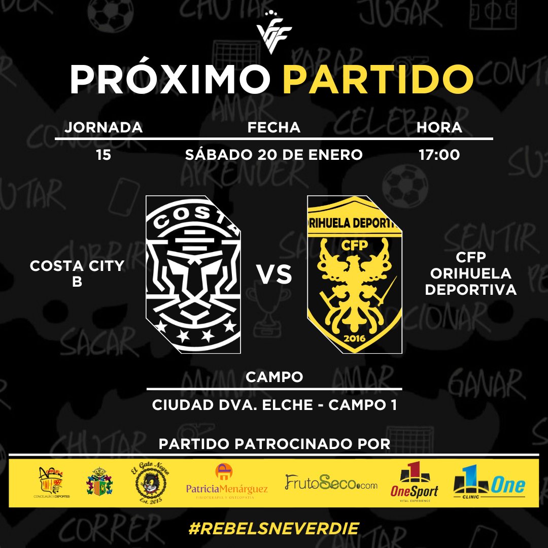 CFPOrihuelaDva's tweet photo. 🚐 Este sábado viajaremos hasta Elche para intentar traernos los tres puntos en el último partido de la primera vuelta
#VamosDeportiva 💛🖤
#RebelsNeverDie 💪🏾 https://t.co/66MfTaC1HW