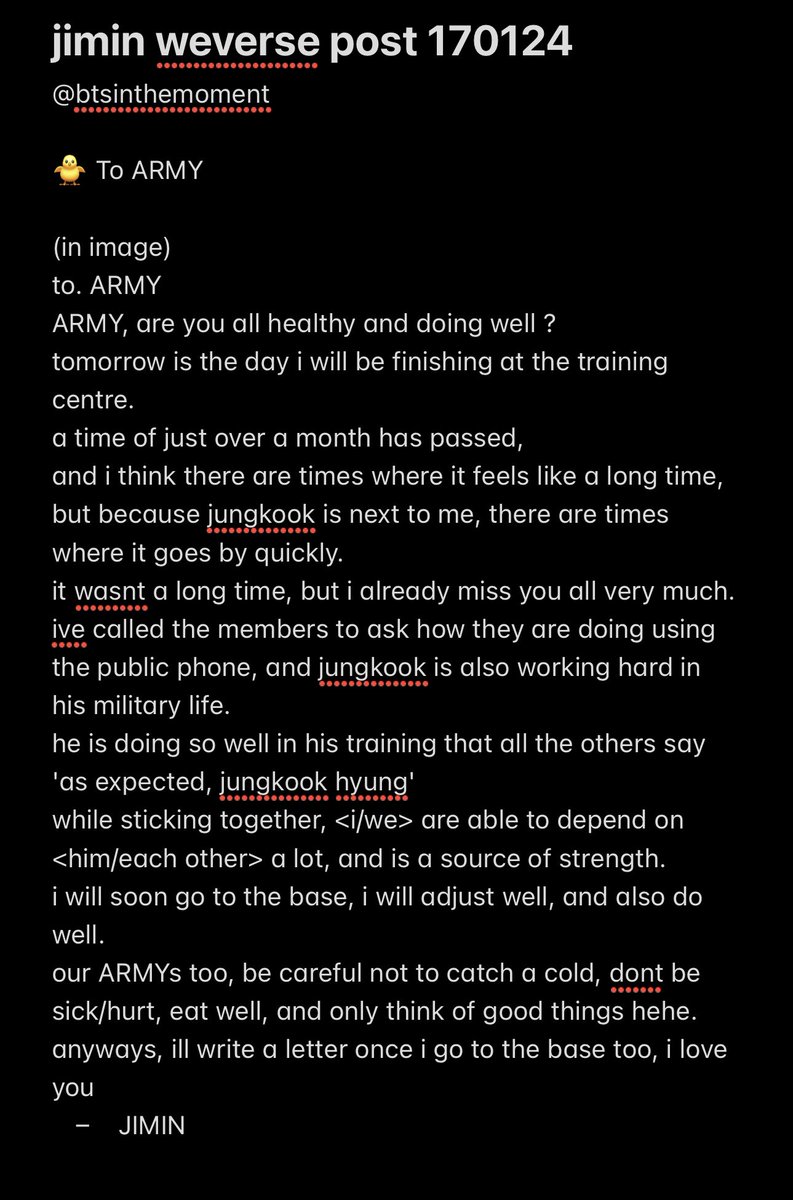 btsinthemoment's tweet image. jimin weverse post 170124