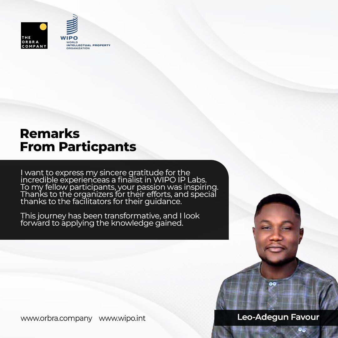 Theorbracompany's tweet image. Participants&apos; feedback- World Intellectual Property Organization – WIPO IP LABS Incubation and Acceleration Program 2023

#orbracompany #worldintellectualpropertyorganization #wipoiplabs2023 #intellectualproperty #innovation #startups #pitchcompetition #invention