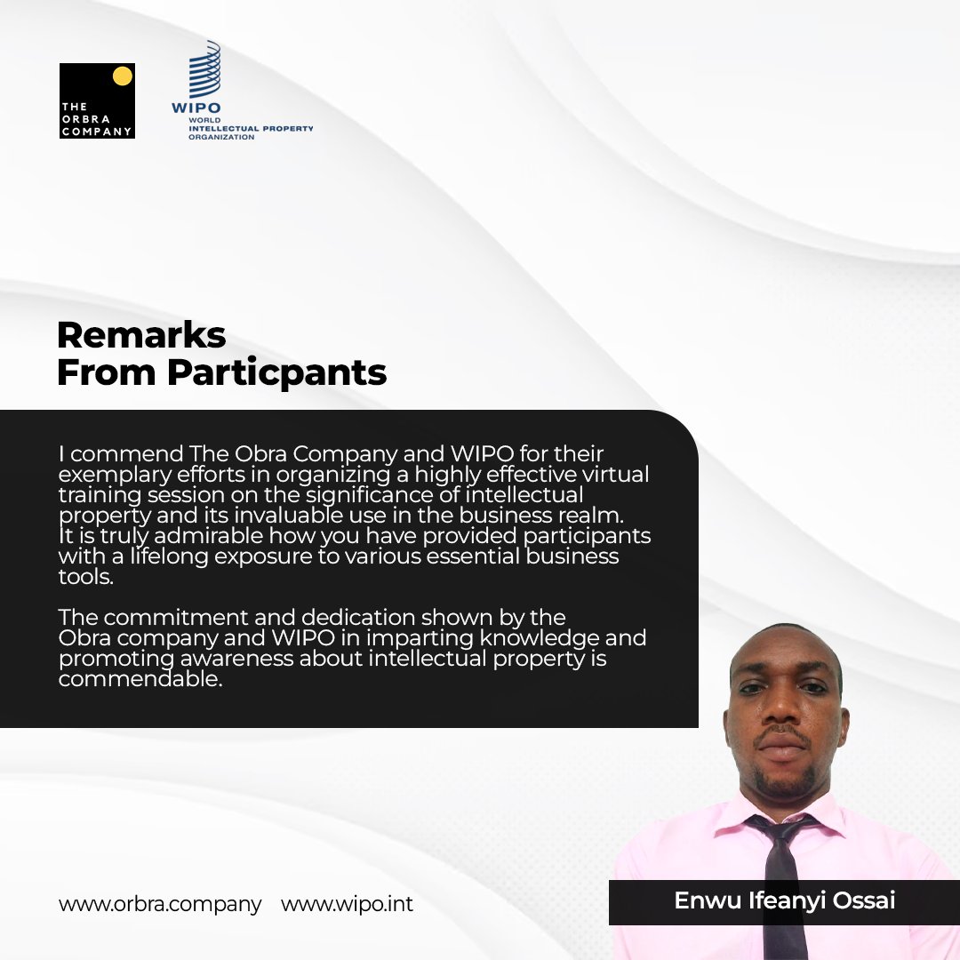 Theorbracompany's tweet image. Participants&apos; feedback- World Intellectual Property Organization – WIPO IP LABS Incubation and Acceleration Program 2023

#orbracompany #worldintellectualpropertyorganization #wipoiplabs2023 #intellectualproperty #innovation #startups #pitchcompetition #invention