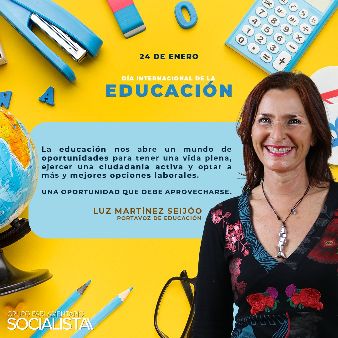 👨‍🎓 En el Día Internacional de la Educación, desde el Grupo Parlamentario Socialista reivindicamos nuestro compromiso por una enseñanza de calidad, inclusiva y equitativa.

🌹 La educación es la herramienta para crear sociedades libres e igualitarias.

#DíaDeLaEducación