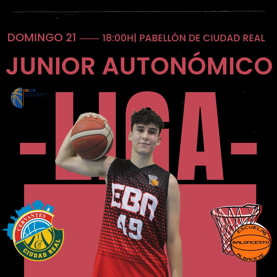 EBA_Albacete's tweet photo. 🏀Partidos junior
#JunFem
🆚 @basketsales
📅 Domingo 21
⏱️10:00h
🏟️ Pabellón del parque
#JunZonal
🆚 @BGQUINTANAR
📆 Sábado 20
⏱️ 12:15h
🏟️ Quintanar
#JunAutMasc
🆚 @BASKETCERVANTES
📆 Domingo 21
⏱️18:00h
🏟️ Ciudad Real
🖤❤️#masebaquenunca https://t.co/eRM0e97WOD