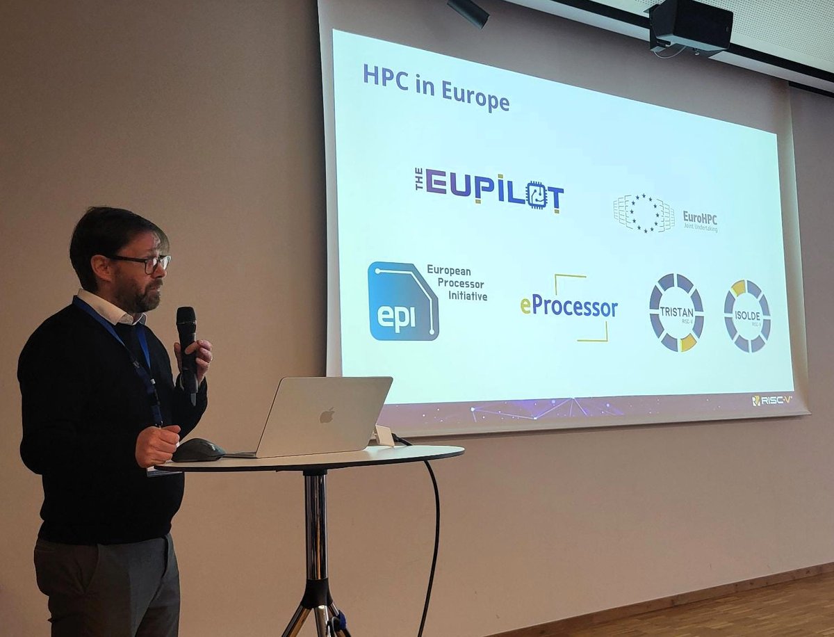 EU processor (@euprocessor) on Twitter photo Enjoying great workshop at #HIPEAC24 "RISC-V: the cornerstone ISA for the next generation of HPC infrastructures" with Daniele Gregori from <a href="/e4company/">E4 Computer Engineering</a>
Andy Moore: <a href="/risc_v/">RISC-V International</a> is here!The open future of computing innovation is happening now
<a href="/pilot_euproject/">EUPILOT</a> <a href="/EUPEX_pilot/">EUPEX Pilot</a> <a href="/EuroHPC_JU/">EuroHPC Joint Undertaking</a> Enjoying great workshop at #HIPEAC24 "RISC-V: the cornerstone ISA for the next generation of HPC infrastructures" with Daniele Gregori from <a href="/e4company/">E4 Computer Engineering</a>
Andy Moore: <a href="/risc_v/">RISC-V International</a> is here!The open future of computing innovation is happening now
<a href="/pilot_euproject/">EUPILOT</a> <a href="/EUPEX_pilot/">EUPEX Pilot</a> <a href="/EuroHPC_JU/">EuroHPC Joint Undertaking</a>