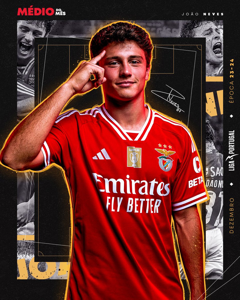 🌟 João Neves é o 𝗠𝗲𝗹𝗵𝗼𝗿 𝗠𝗲́𝗱𝗶𝗼 de 𝗱𝗲𝘇𝗲𝗺𝗯𝗿𝗼 da #LigaPortugal!