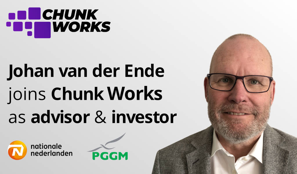 chunk_works_net's tweet photo. We are very excited to announce Johan van der Ende, an experienced leader with a long history of leadership roles at PGGM, Nationale Nederlanden, CBRE, and ING, as adviser and shareholder.

https://t.co/P0c3cLMxnO https://t.co/Fo6zq1RLJ7