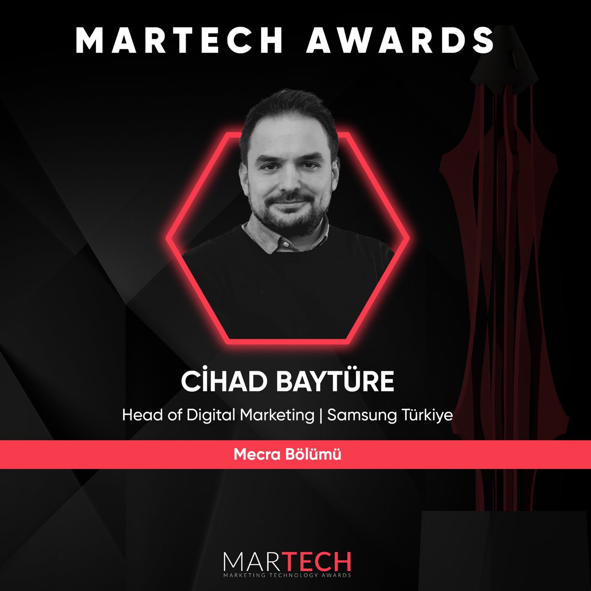 martechawardstr's tweet photo. MarTech Awards 2024’te, Mecra Bölümü jüri üyelerimiz arasında Samsung Türkiye Head of Digital Marketing Cihad Baytüre (@cbayture)  de yer  alıyor.

https://t.co/WKEvY35bgN

#martechawards2024 https://t.co/eHzM9E5Ocz