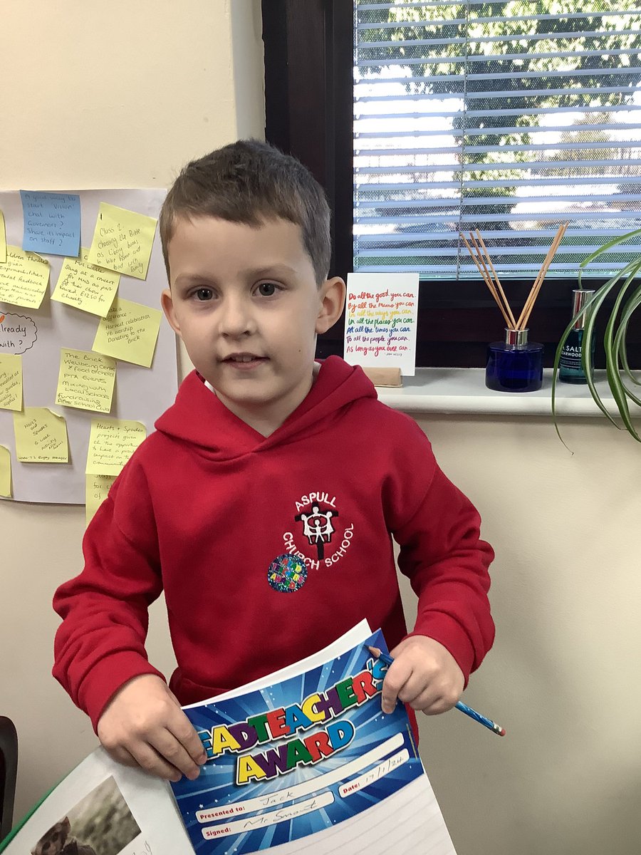 AspullChurchSch's tweet image. Congratulations to Jack from @ClassRAspull for receiving the latest headteacher award for his independent work this morning. Keep it up! #acpseyfs #acpsheadteacheraward