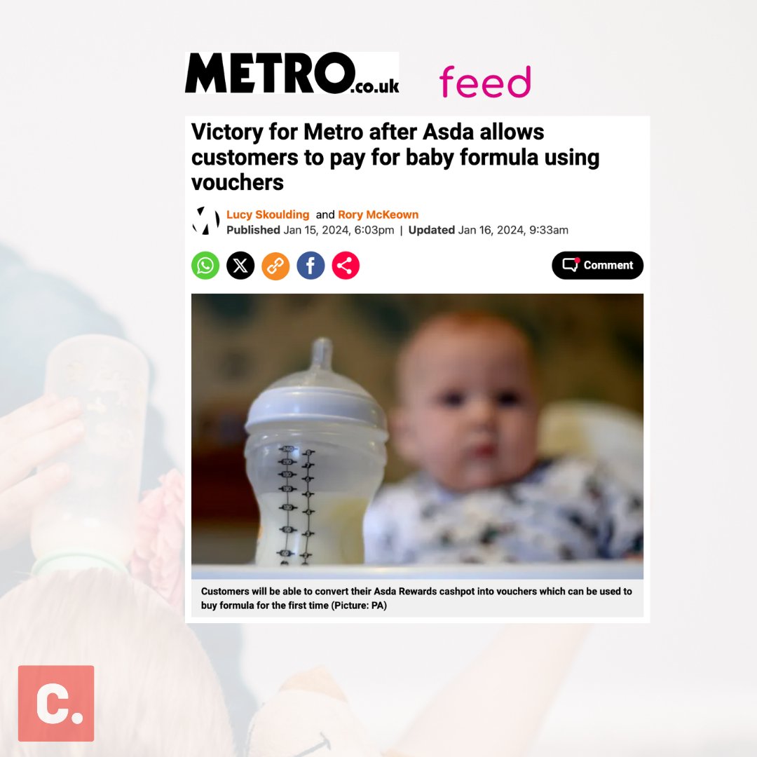 UKChange's tweet image. Asda has said it will reduce the price of Aptamil as well as letting customers pay for baby formula using loyalty vouchers

It&apos;s another victory for @MetroUK and @feedukorg&apos;s #formulaforchange campaign

Read more: metro.co.uk/2024/01/15/asd…