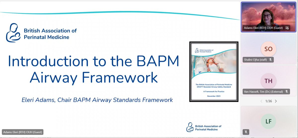 BAPM_Official's tweet photo. BAPM President Eleri Adams gives us an introduction to the upcoming BAPM Airway Framework. An important new document that will be published this year.
#PerinatalUpdate https://t.co/6q5nvhaOXT