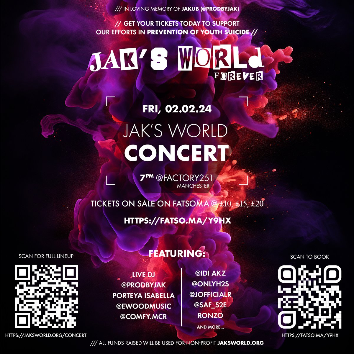 jaksworld_org's tweet photo. Jak's World - Striving to Prevent Youth Suicide https://t.co/vPS1wpUeS1 #SuicidePrevention 

Fatsoma ticket booking - https://t.co/mmuKTEdRqQ
PayPal donation - https://t.co/kmQLhEMhW1
JustGiving donation - https://t.co/ANyM8ubyIb
Concert Artists Line up - https://t.co/pZ7JDErbg4 https://t.co/MCBMTFb7LR