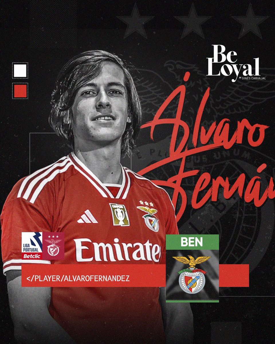 🦅 <a href="/alvaroocarreras/">Álvaro Fernández Carreras</a>, desplegará sus alas en la banda izquierda del <a href="/SLBenfica/">SL Benfica</a>. En este final de temporada buscará reeditar el título de liga que el conjunto lisboeta consiguió la pasada temporada.

𝗔́𝗟𝗩𝗔𝗥𝗢 𝗘́ 𝗩𝗘𝗥𝗠𝗘𝗟𝗛𝗢 𝗘 𝗕𝗥𝗔𝗡𝗖𝗢! 🔴⚪️