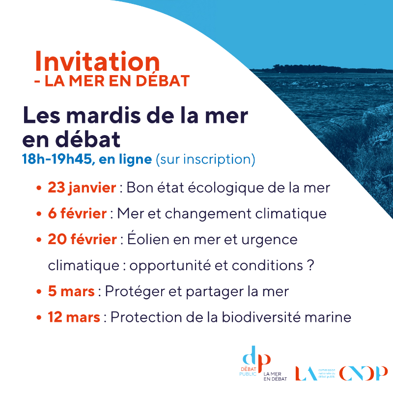 WEBINAIRES 📆 Dates à réserver
Découvrez une synthèse des contributions apportées &amp; échangez avec scientifiques &amp; associations sur les questions-clés du débat ! 

👉 Inscrivez-vous pour participer à 1 ou plusieurs webinaires de notre série : debatpublic.fr/la-mer-en-deba…

#LaMerEnDebat