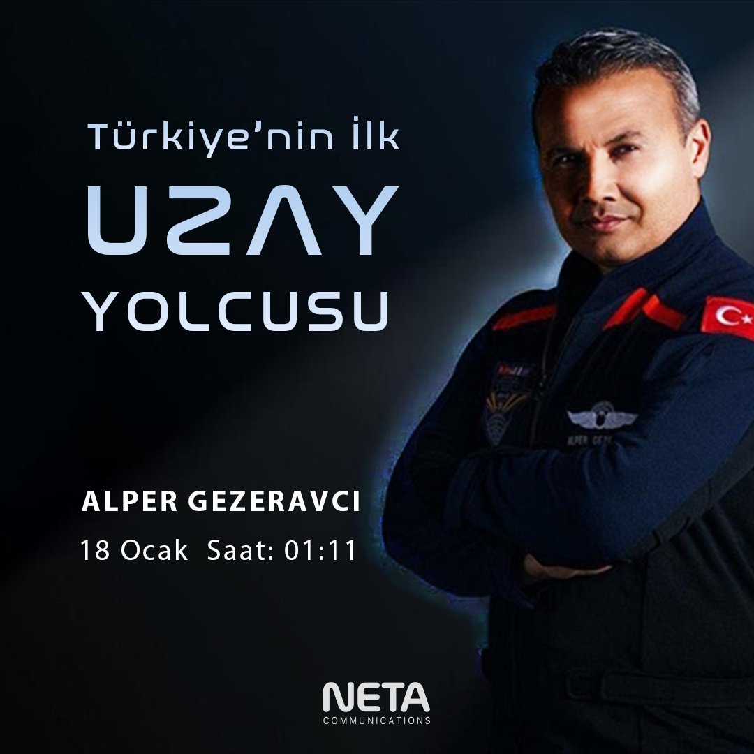 netacoms's tweet photo. Türk uzay tarihinde önemli bir dönemeç olacak ve ülkemizi uluslararası alanda temsil edecek olan ilk Türk astronotumuz Alper Gezeravcı’ya başarılar dileriz!
.
.
.
.
.
.
.
.
.
.
#NetaComs #AlperGezeravcı #Uzay #Space https://t.co/Gt1BCgc9nm