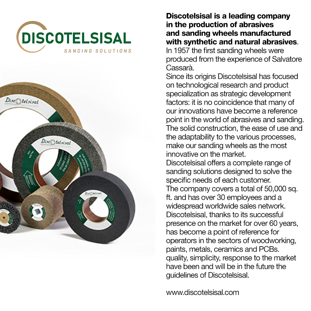 Xylexpo 2024: today we introduce #DiscotelSisal, specialized in the production of abrasives and sanding wheels manufactured with synthetic and natural abrasives.
Learn more about Xylexpo 2024 👇:
xylexpo.com/en/xylexpo-en
Learn more about DiscotelSisal 👇:
discotelsisal.com