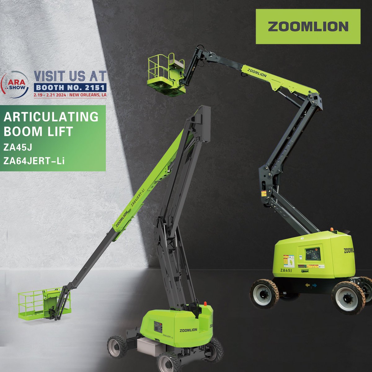 ⏳🚀 The countdown is on! Just one month until the #ARASHOW 2024 in New Orleans, LA. 🏗 Get ready for an exclusive preview of our state-of-the-art articulating boom lifts at Booth 2151. #ZOOMLIONACCESS is set to unveil groundbreaking innovations！