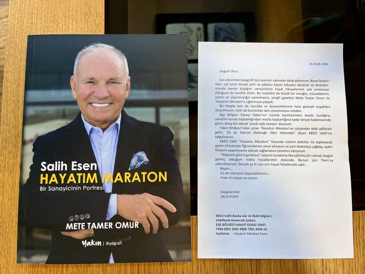 Sevgili Mete Tamer Omur’un kaleminden, yaşamımı ve
O anlarda ülkemizin ekonomik durumunu anlatan Hayatım Maroton adlı kitap,Yakın yayın evi tarafından çıkarıldı.
Son derece akıcı bir üslup ile kaleme alınan kitabın satışından
elde edilen gelir EBSO vakfına ait olacak..