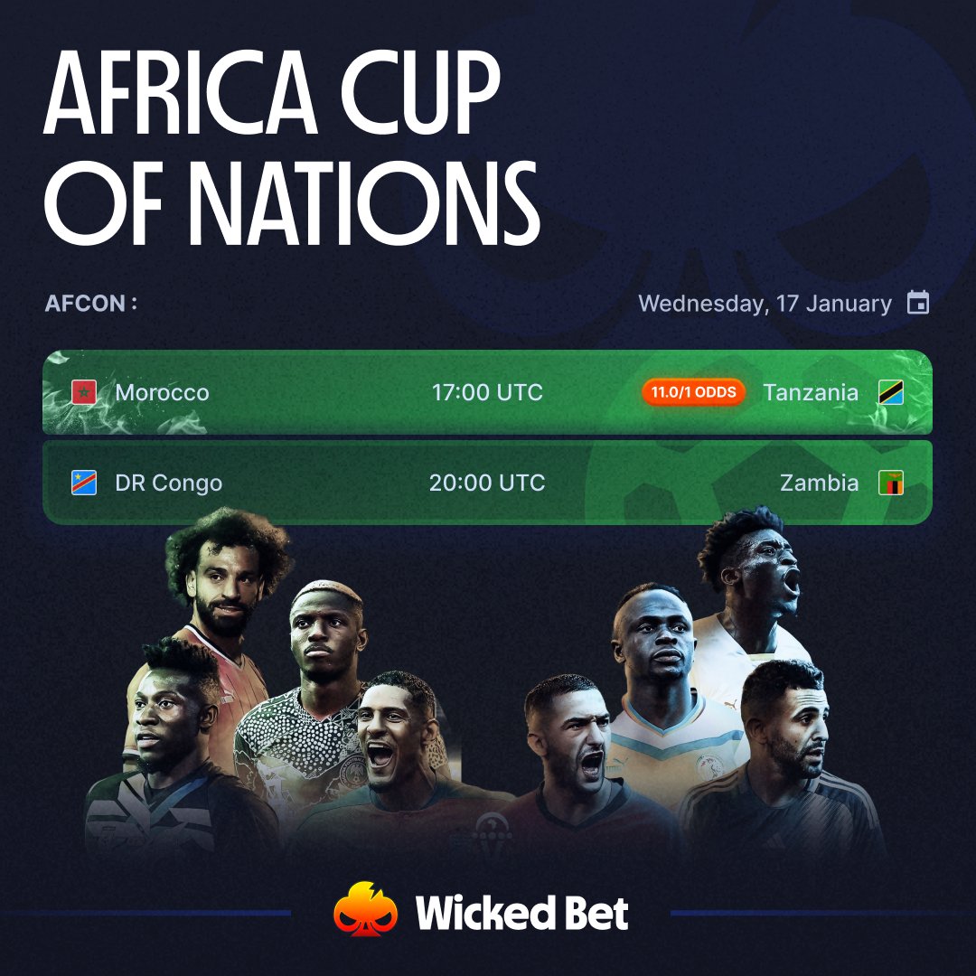 AFCON ⚽️

The first games of the tournament for Group F in the #CAN2023 

Morocco is the clear favourite to win the group. Will @EnMaroc start the tournament with an easy win?

Bet on #AFCON2024 #AtlasLions with $WIK
wickedbet.com/sports/soccer/…