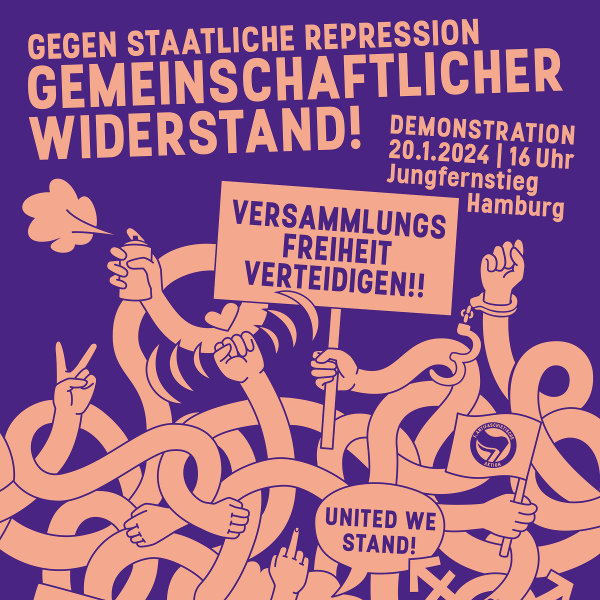Am kommenden Samstag auf nach #Hamburg! Gemeinschaftlicher #Widerstand gegen staatliche #Repression! #UnitedWeStand #Rondenbarg