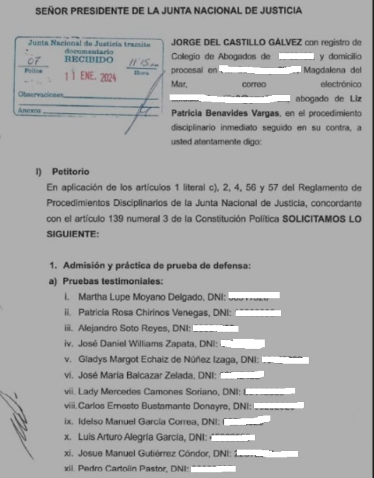 AlonsoRamosG's tweet photo. Dime con quién andas y te diré a qué político quieres como testigo. Patricia Benavides, exfiscal de la Nación, solicitó a Junta citar congresistas Martha Moyano, Patricia Chirinos, Alejandro Soto, Gladys Echaíz y a defensor del Pueblo Josué Gutiérrez para que defiendan su causa. https://t.co/Pfc3hC8BdB