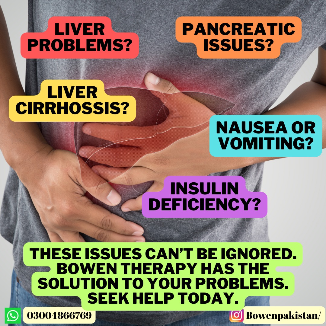 Do you have #liverproblems? Feel #nausea or vomiting? Do you suffer from #diabetes? Let Bowen Therapy work for you. Get #help today