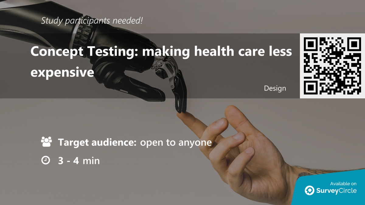 daily_research's tweet image. Participants needed for online survey!

Topic: &quot;Concept Testing: making health care less expensive&quot; surveycircle.com/HDP7VY/ via @SurveyCircle #polimi

#ConceptTesting #UserBehavior #HealthCare #ArtificialIntelligence