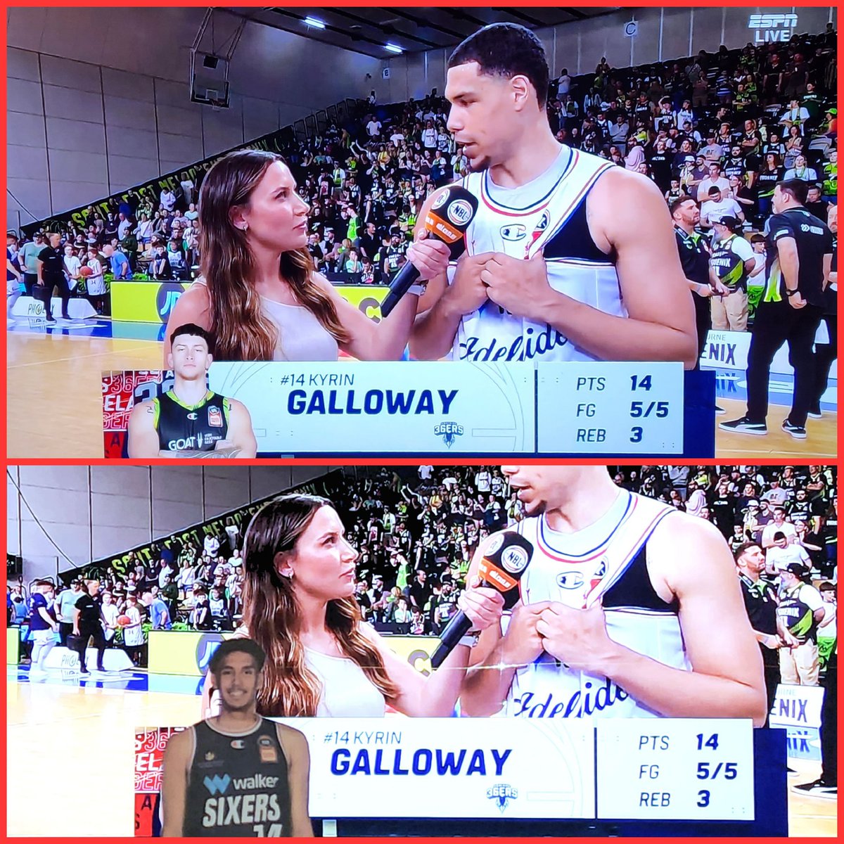 Someone's either drunk or the players on court weren't the only rookies to get a turn 🤣 My sons cut-out can only fix one of the production blunders #nbl24 #wearesixers @Adelaide36ers