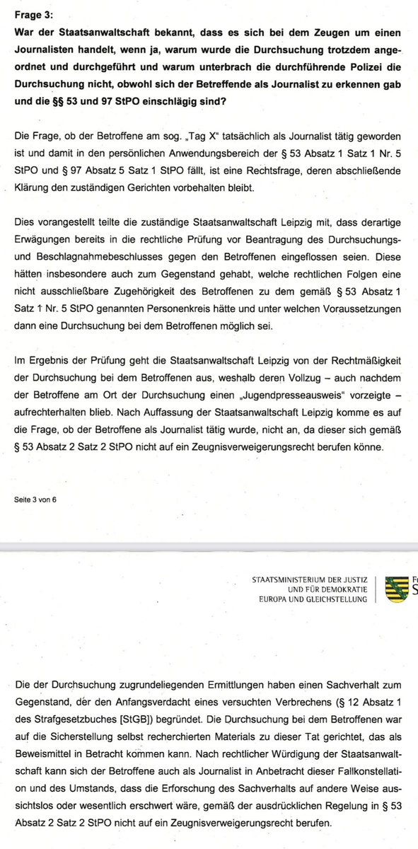 marcoIsantos's tweet photo. Das grüne Justizministerium hat das Zeugnisverweigerungsrecht für Journalistinnen und Journalisten in #Sachsen einfach mal abgeschafft. Danke @Ka_Meier. #Pressefreiheit 

Quelle: https://t.co/lmXL1v91Yl https://t.co/pgA7raSalc