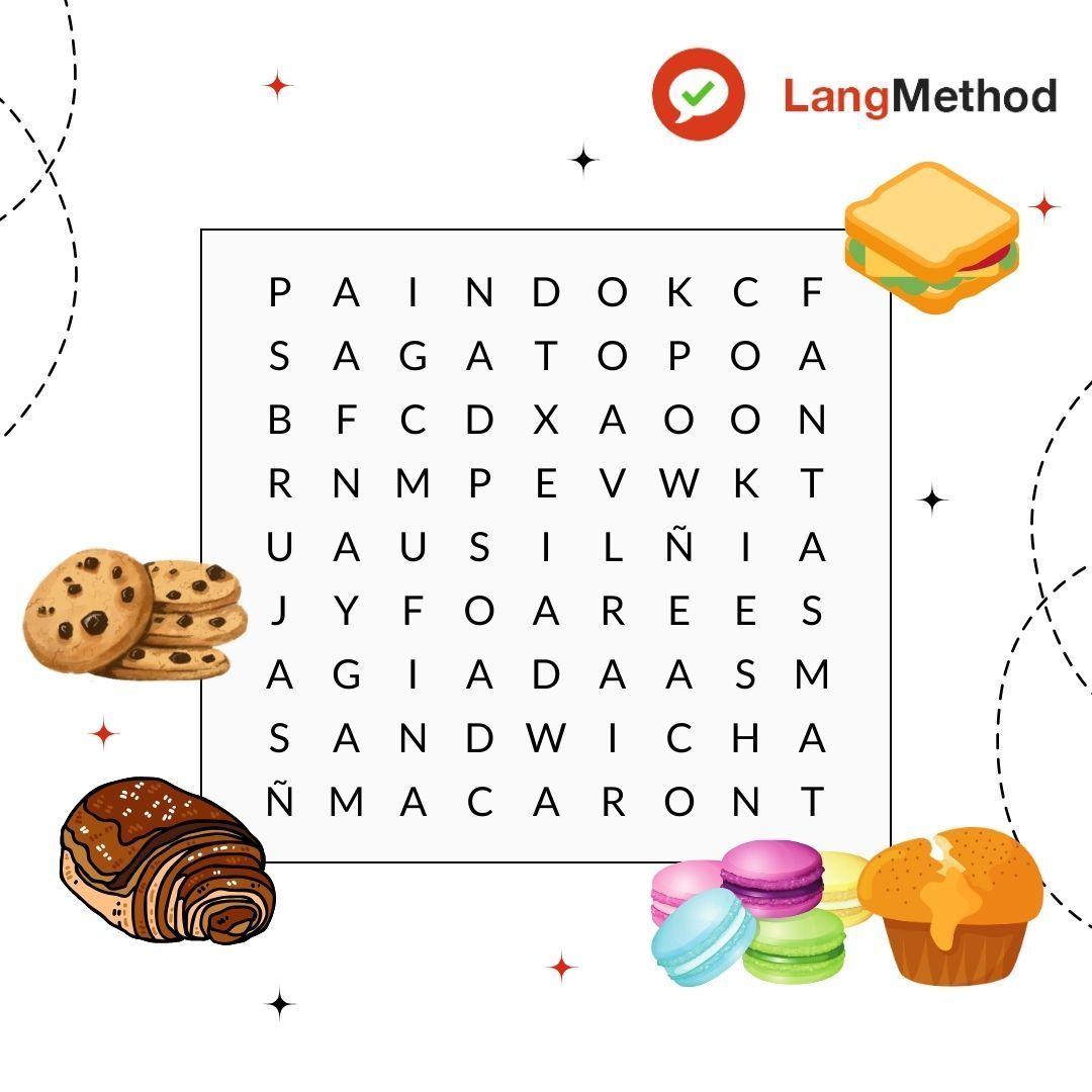 Are you a fan of bread and French pastries? 🥐🍰 Challenge yourself with our boulangerie word search puzzle! Discover words like pain, sandwich, mufin, and macaron. Did you find them? 💡😉#learnfrench #frenchvocabulary #wordsearch #jeu #fle #français #francés #boulangerie
