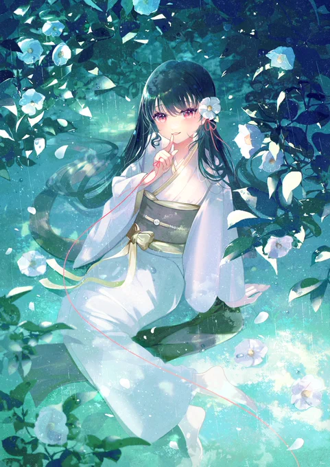 雨と白椿 